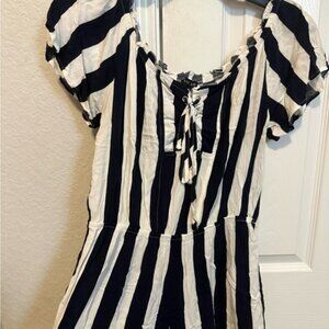 Black and White Striped Romper